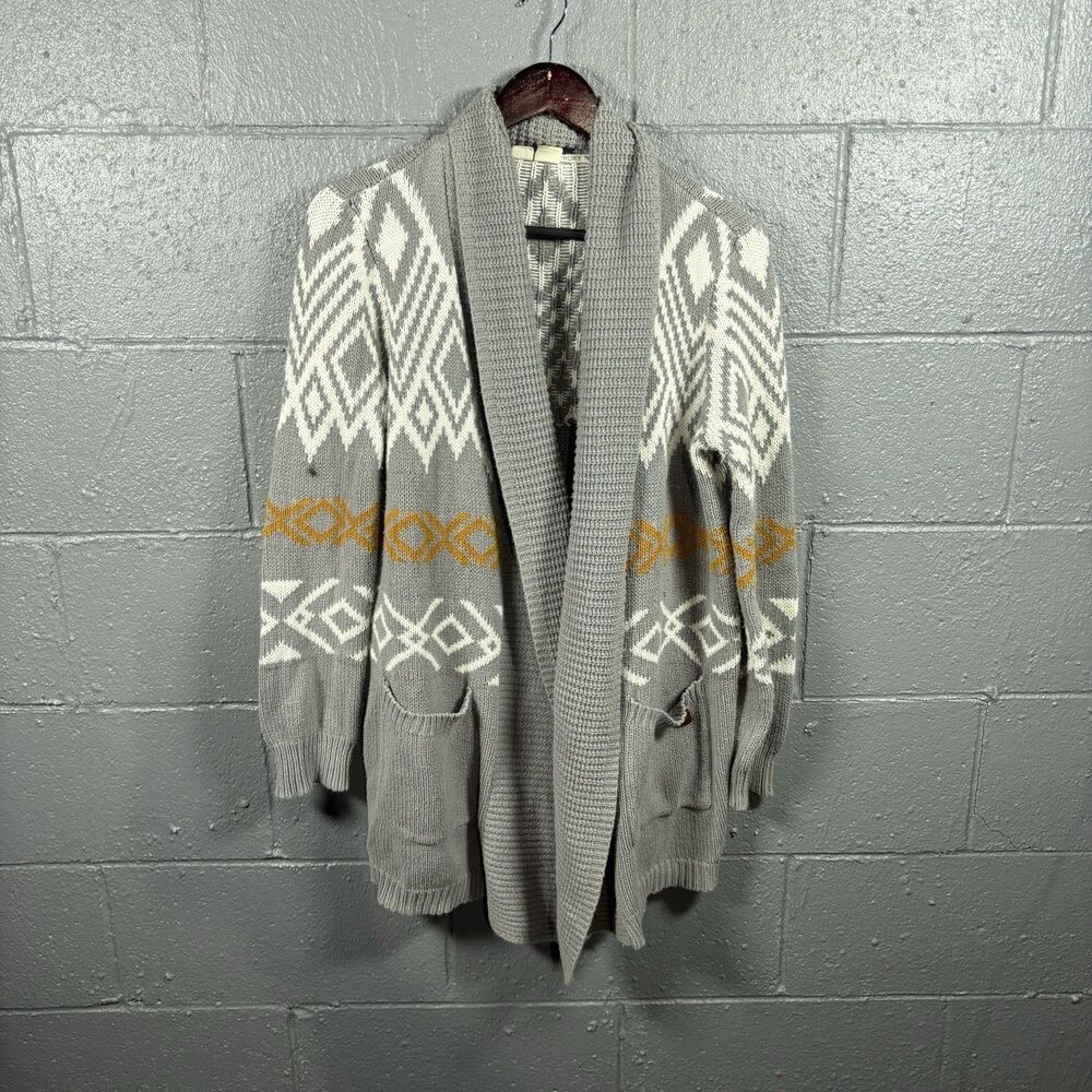 Roxy Cardigan Womens M Aztec Boho Open Front Southwestern Cozy Festival